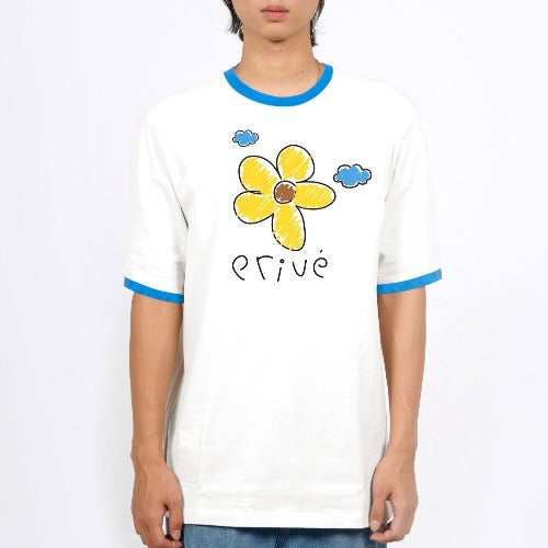 Privé Alliance Men's Flower Impression Ringer T-shirt
