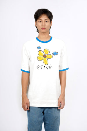 Privé Alliance Men's Flower Impression Ringer T-shirt